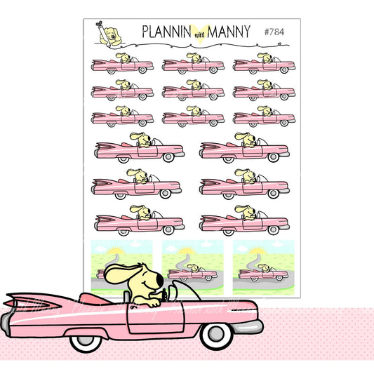 784 Pink Cadillac Road Trip Cruisin Planner Stickers