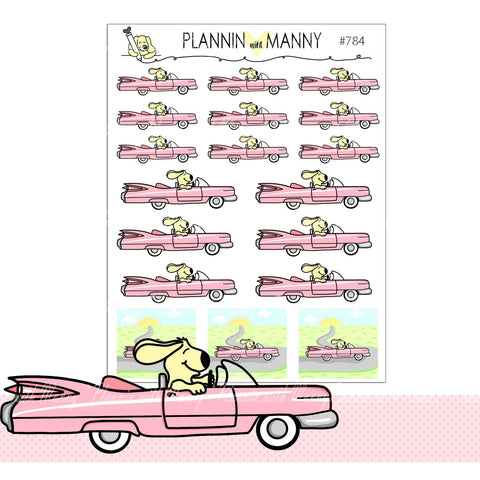 784 Pink Cadillac Road Trip Cruisin Planner Stickers