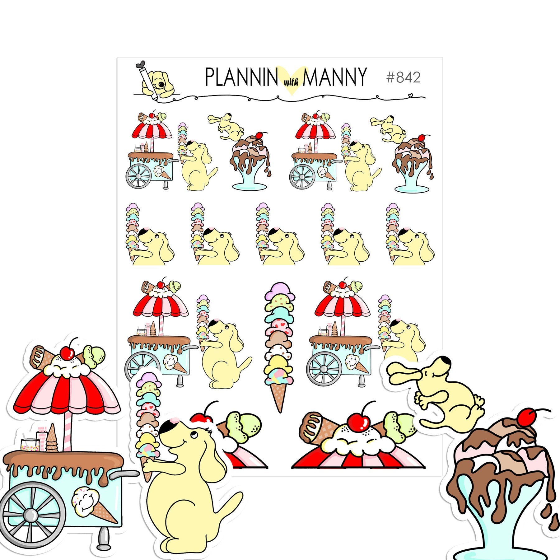 842 ICE CREAM CART Planner Stickers - Scoopin Collection