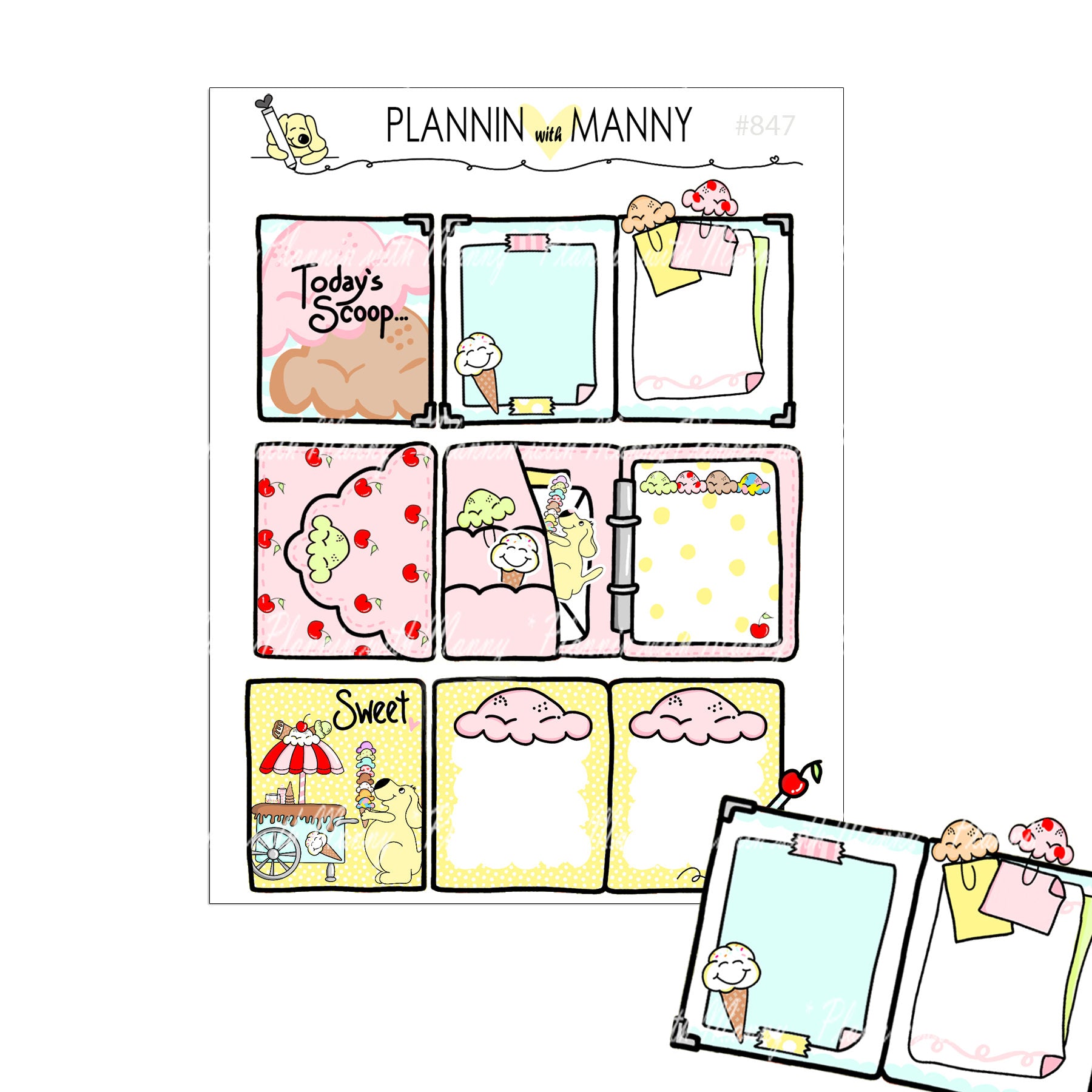 847 3D FOLDABLE ICE CREAM Planner Stickers - Scooping Collection