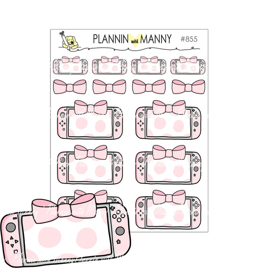 855 Pink Gamer Write In Planner Stickers - Manimal Crossing Collection