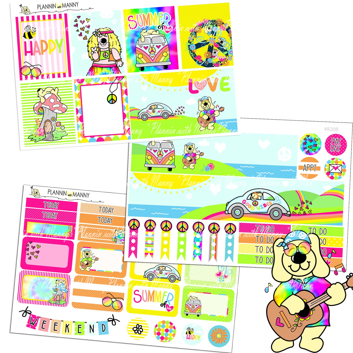 820 VERTICAL Weekly Planner Kit - Summer of Love Collection