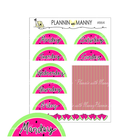 864 WATERMELON DATE Planner Stickers - One in a Melon Collection