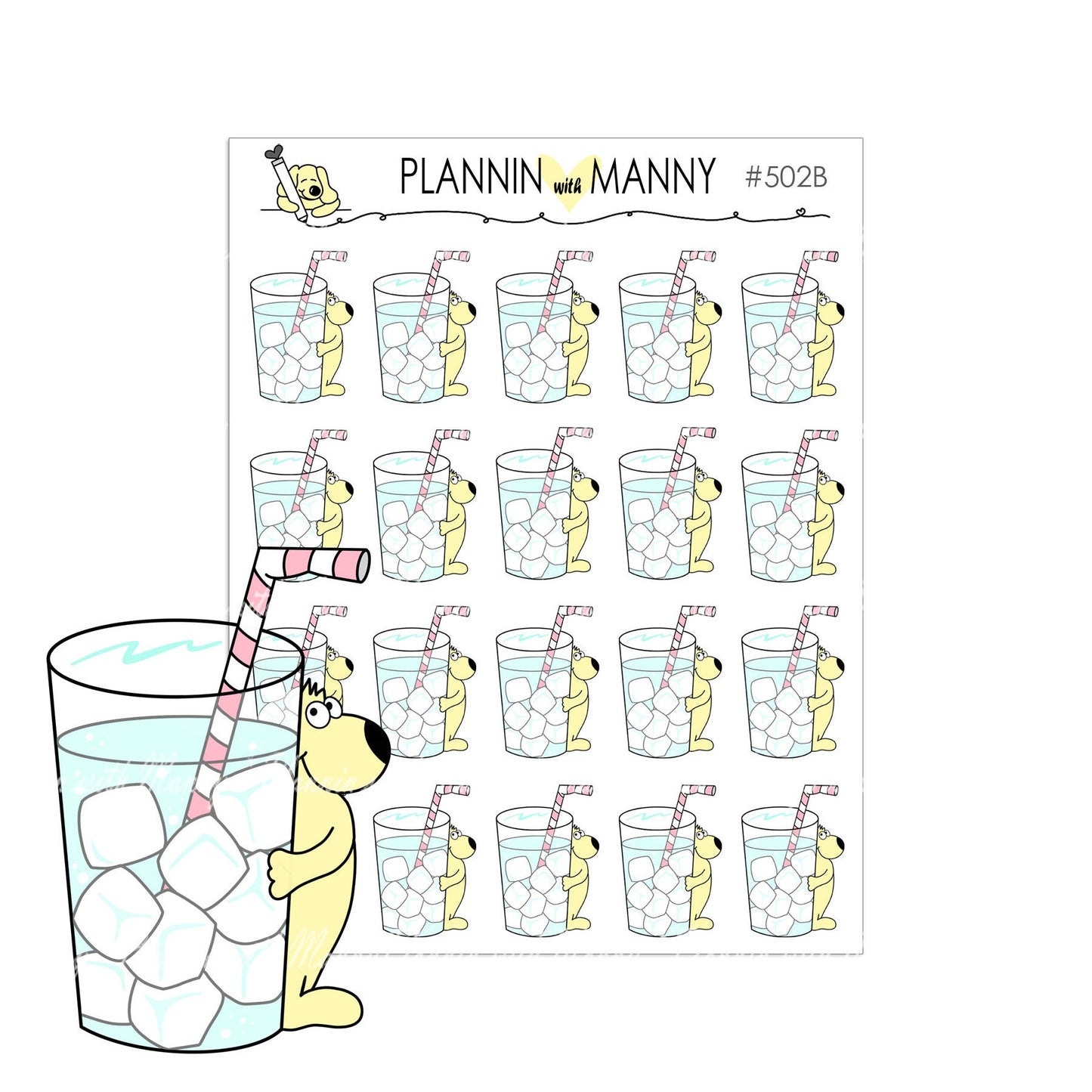 502 502B Water Tracker Planner Stickers