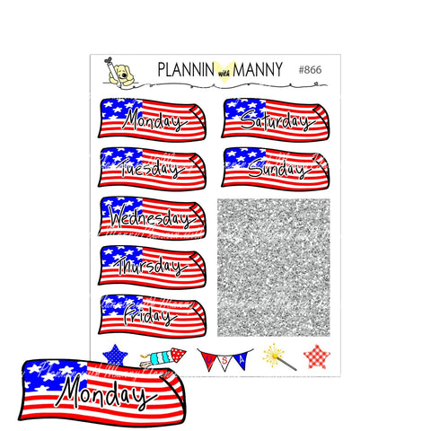 866 USA FLAG DATE COVERS Planner Stickers - Freedom Reigns Collection