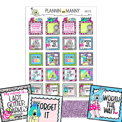 819 TROlliN DOODLE SQUARES Planner Stickers