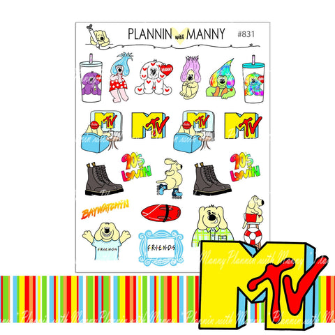 831 90's PLANNER STICKER Assortment, Manny 90s Remix, MTV Stickers and Die Cuts.