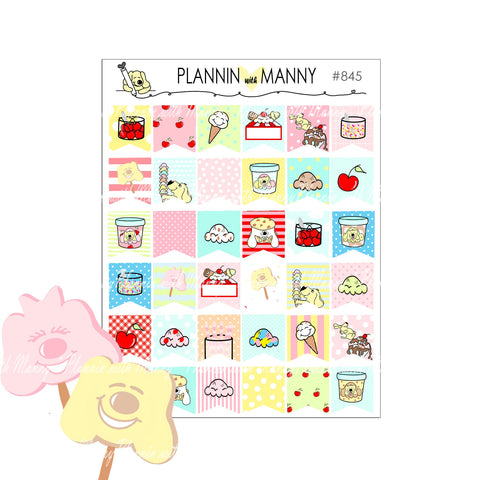 845 ICE CREAM FLAG Planner Stickers - Scoopin Collection