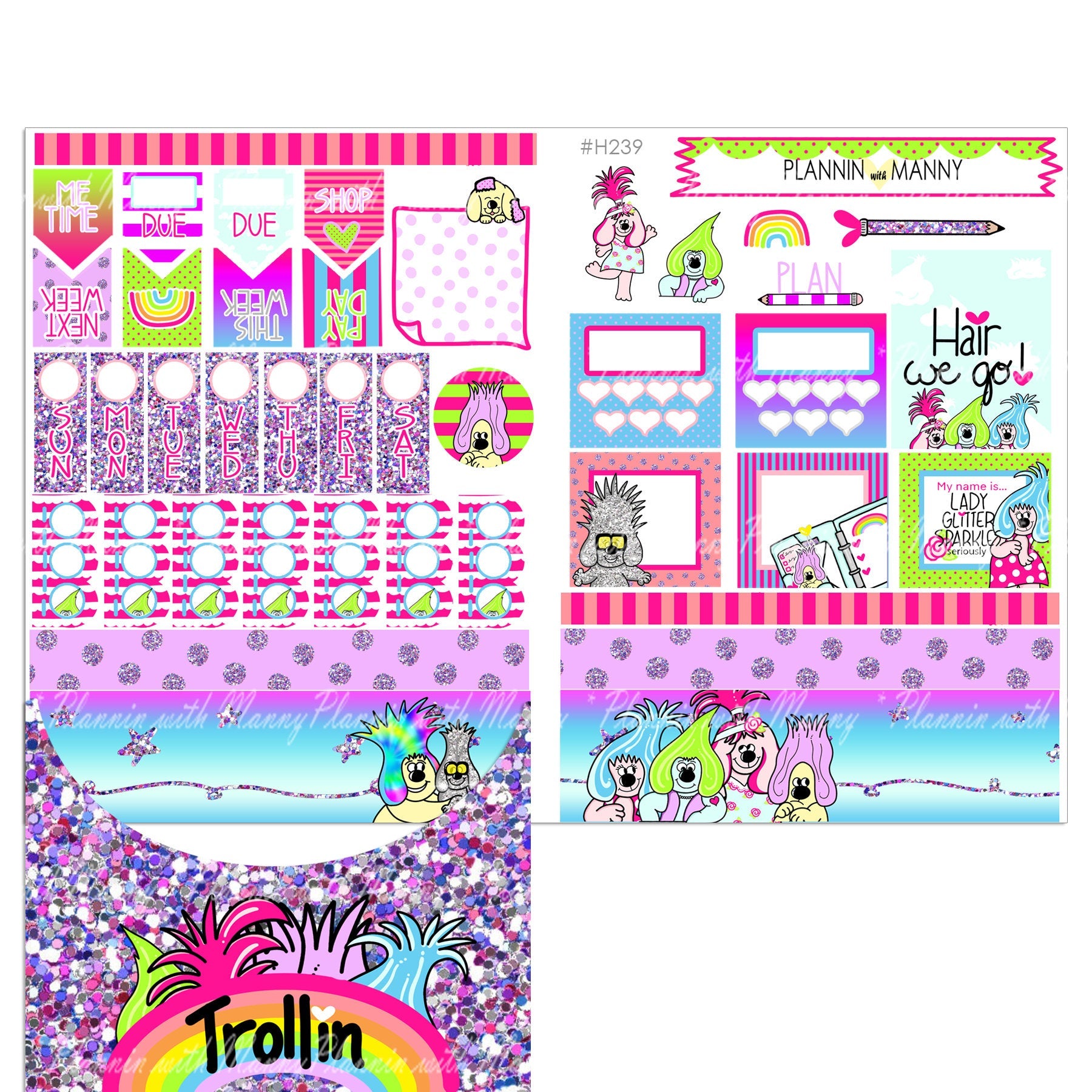 H239 HOBONICHI Weekly Planner Stickers - Trollin Collection
