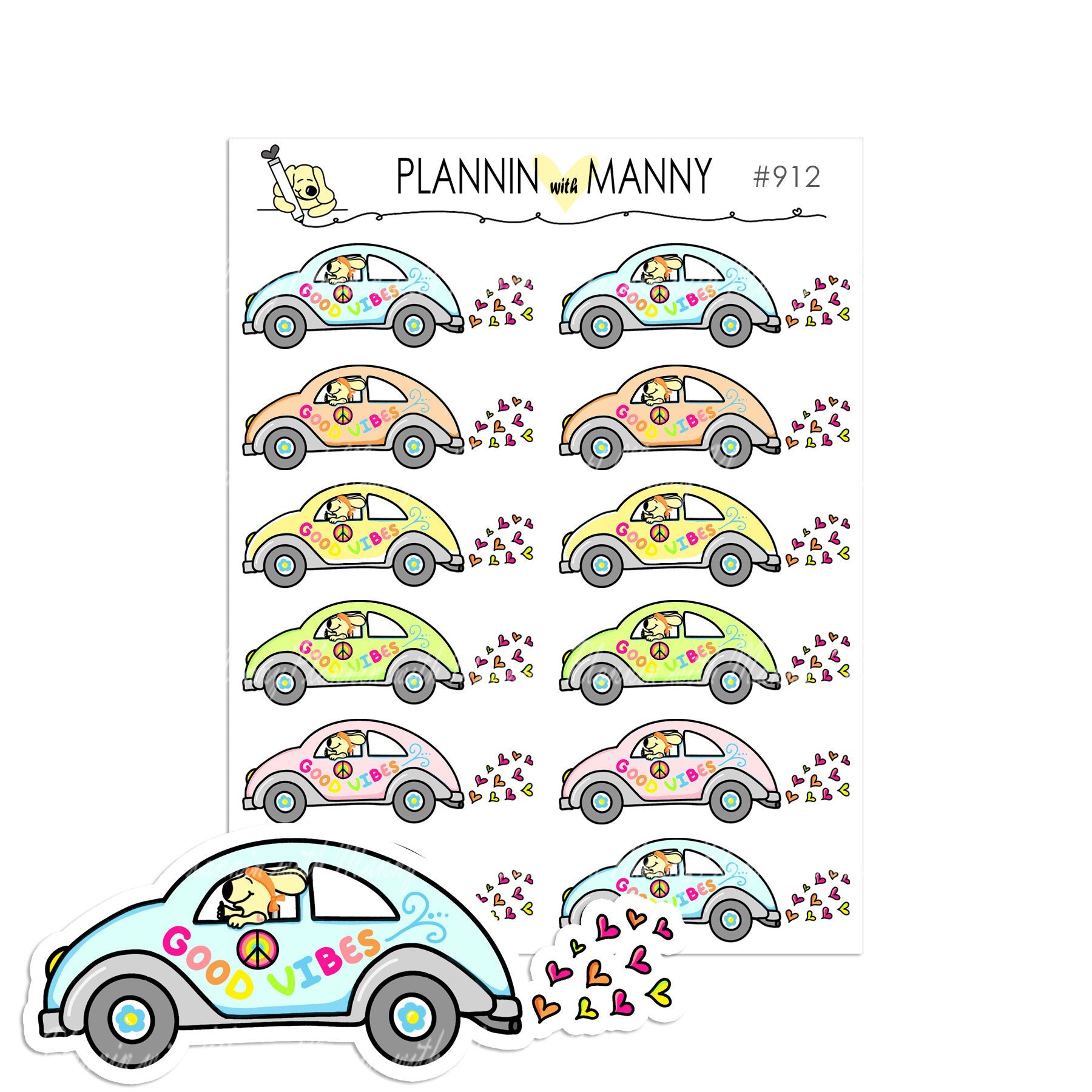 912 VOLKSWAGON PLANNER STICKERS- Summer of Love Collection