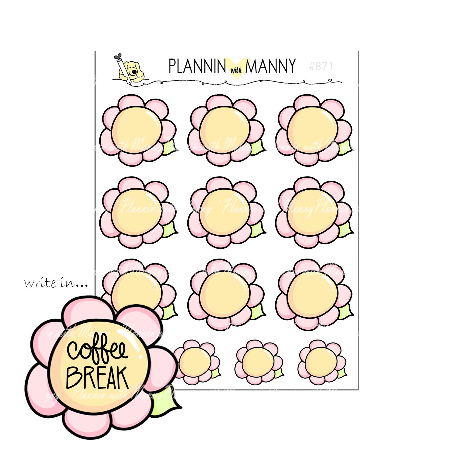 871 Write In Flower Planner Stickers - Butterfly Kisses Collection