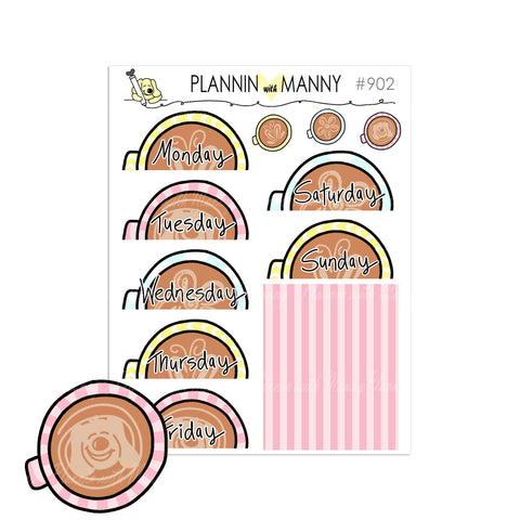 902 ARTISIAN COFFEE Date Cover Planner Stickers