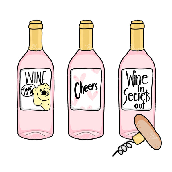 904 Hand Drawn Wine Bottle Planner Stickers