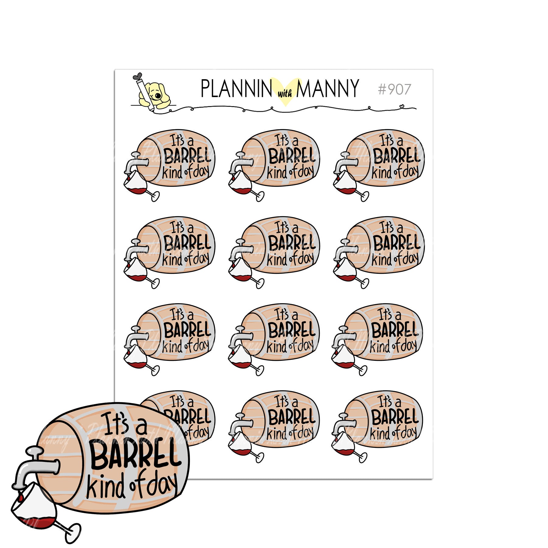 907 It's a Barrel Kind Of Day Planner Stickers