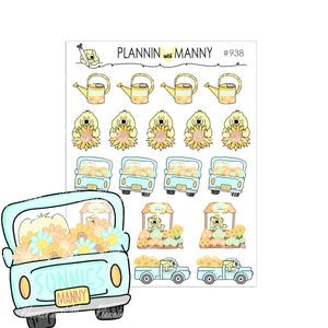 938, Manny's Sunnies Planner Stickers, Truck Planner Stickers, Sunflower Planner Stickers, Farmers Market Stickers, Garden Stickers