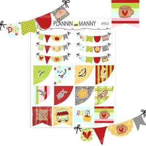 953 APPLE DAYS Banners and Flags Planner Sticker Sheet- Apple Days Collection