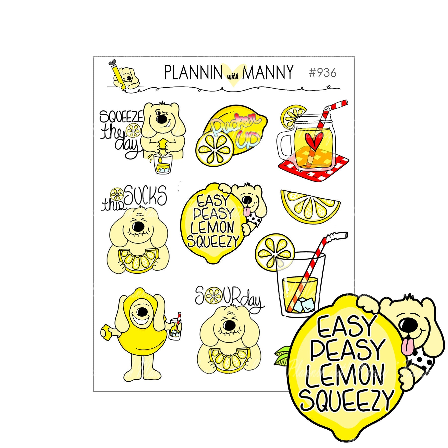 936 Lemon Fun Phrase Planner Stickers - Give Me Lemons Collection