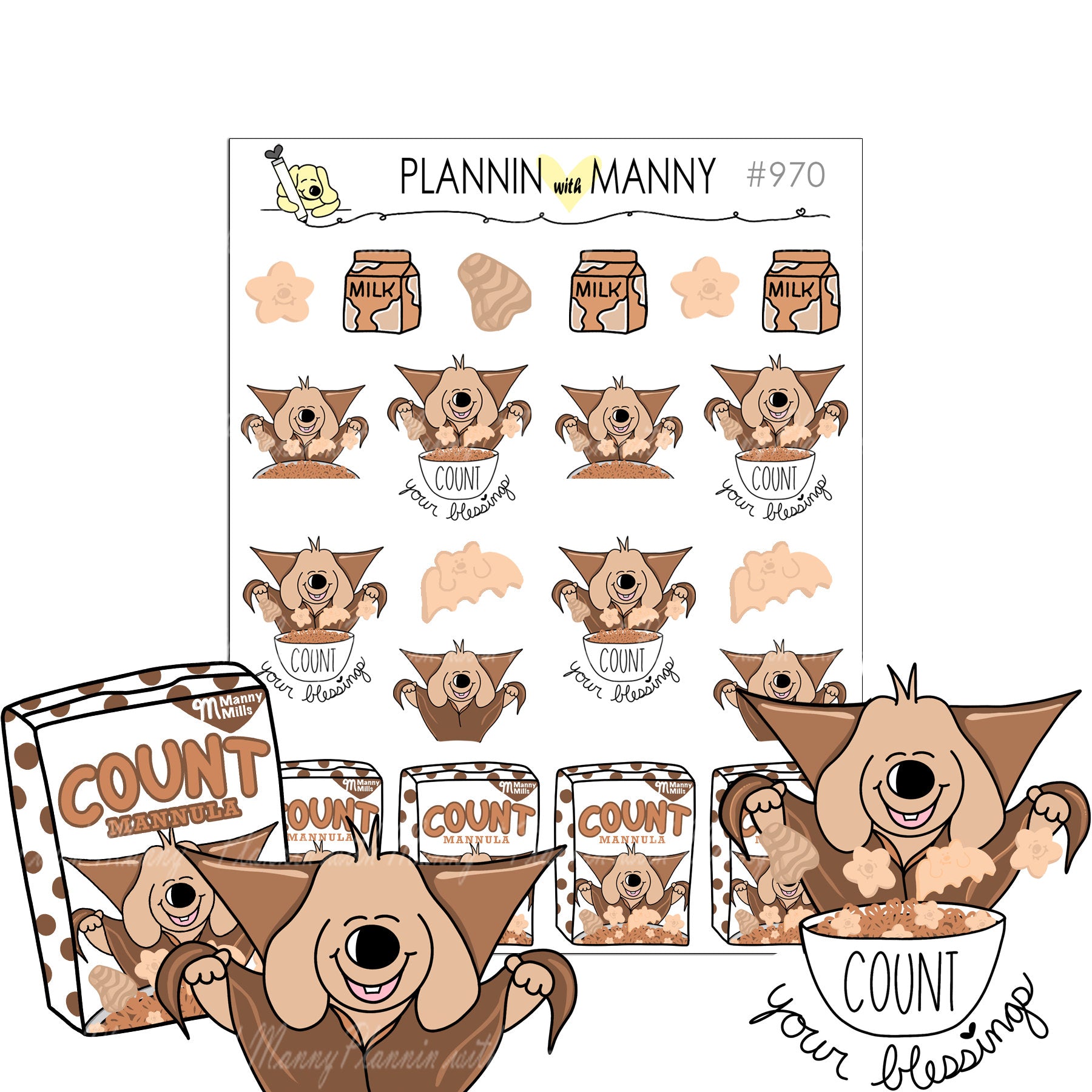 970 COUNT MANNULA Planner Stickers - Monster Appetite Collection
