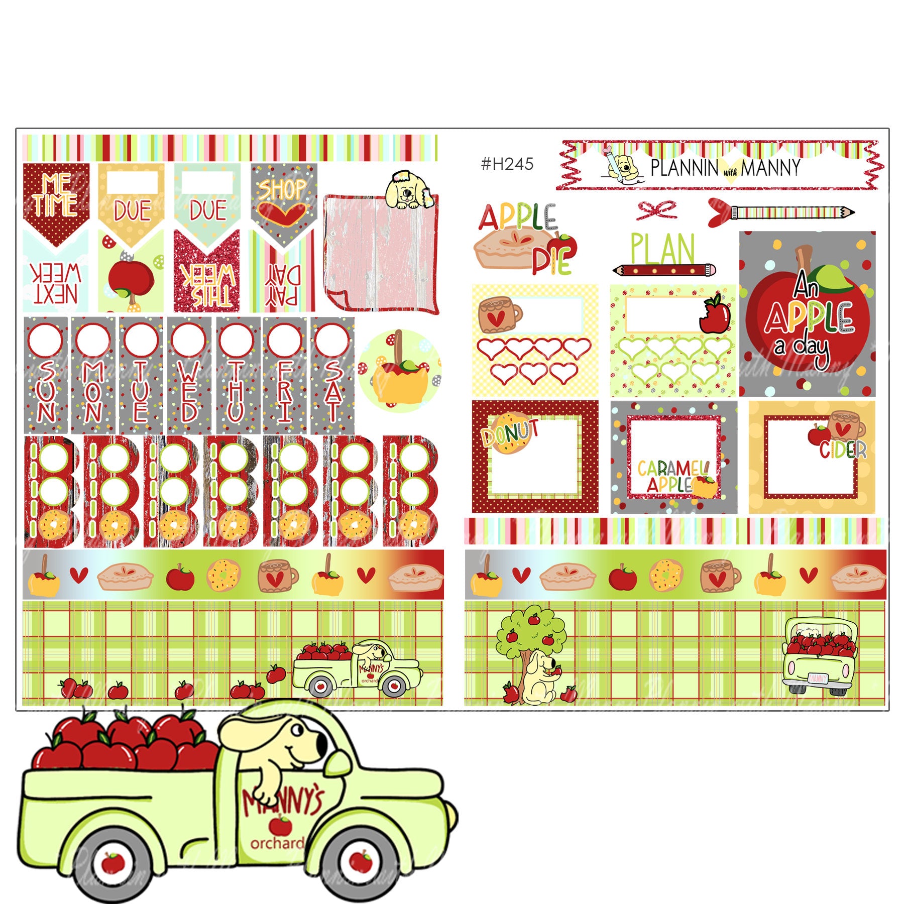 H245 HOBONICHI Weekly Planner Stickers - Apple Days Collection