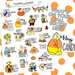593 MANNY'S FALL BUCKET List Planner & Calendar Stickers