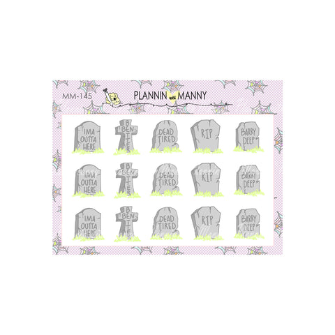 MM145 MICRO Tombstone Planner Stickers - Spooky Bits Collection