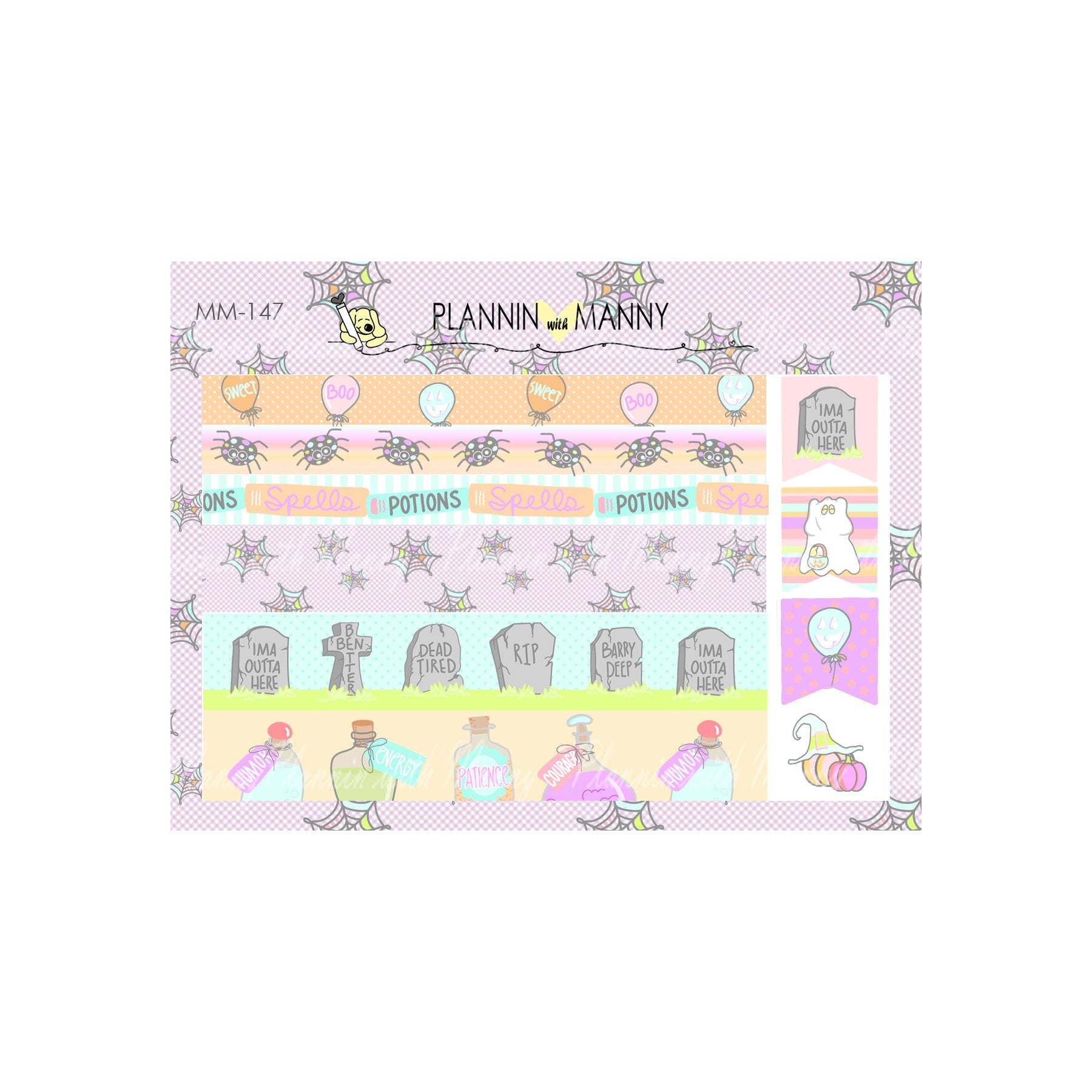 MM147 MICRO Spooky Bits Mini Washi Strips - Spooky Bits Collection