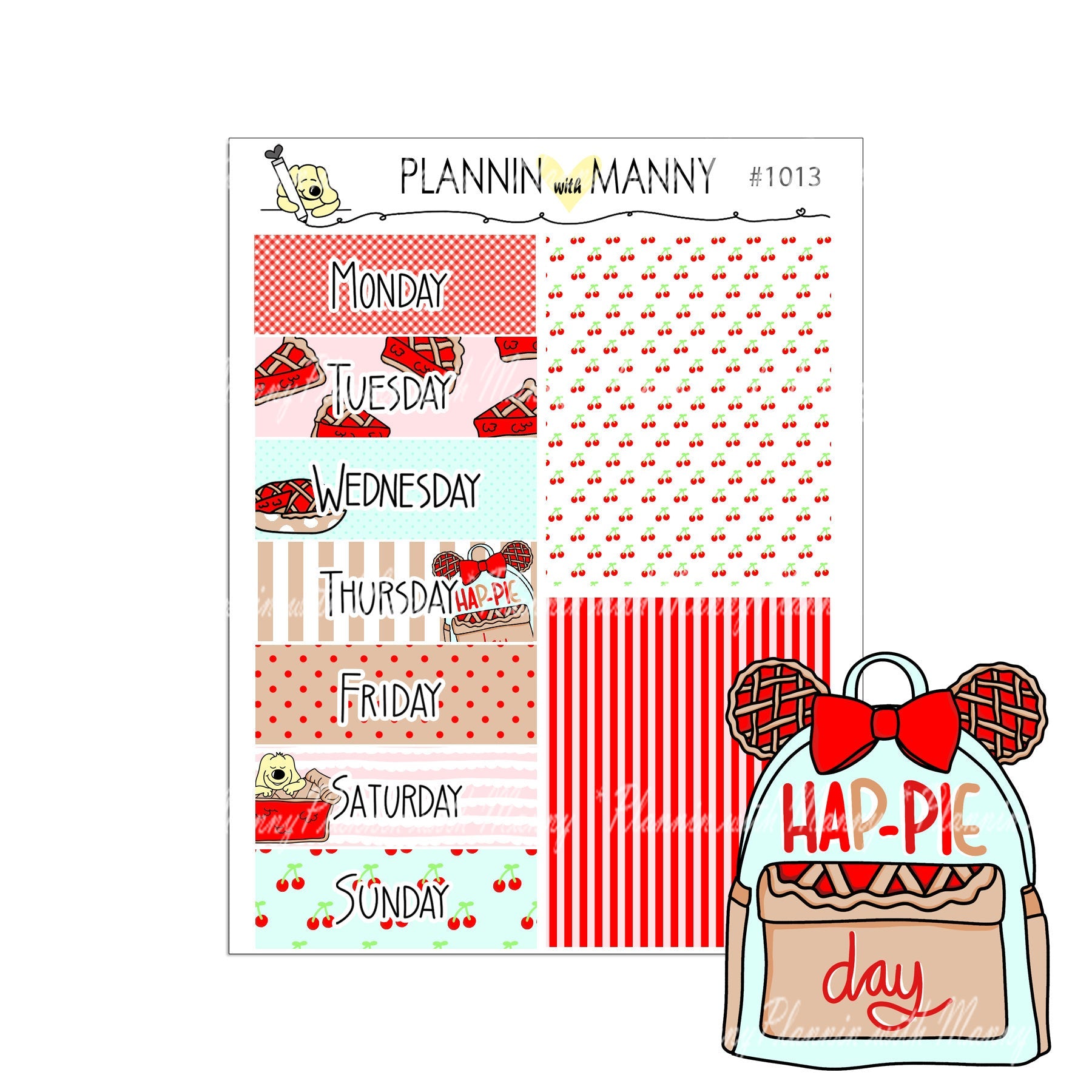 1013 PIE DATE & TWO SETS OF HEADERS Planner Stickers - I Love Pie Collection
