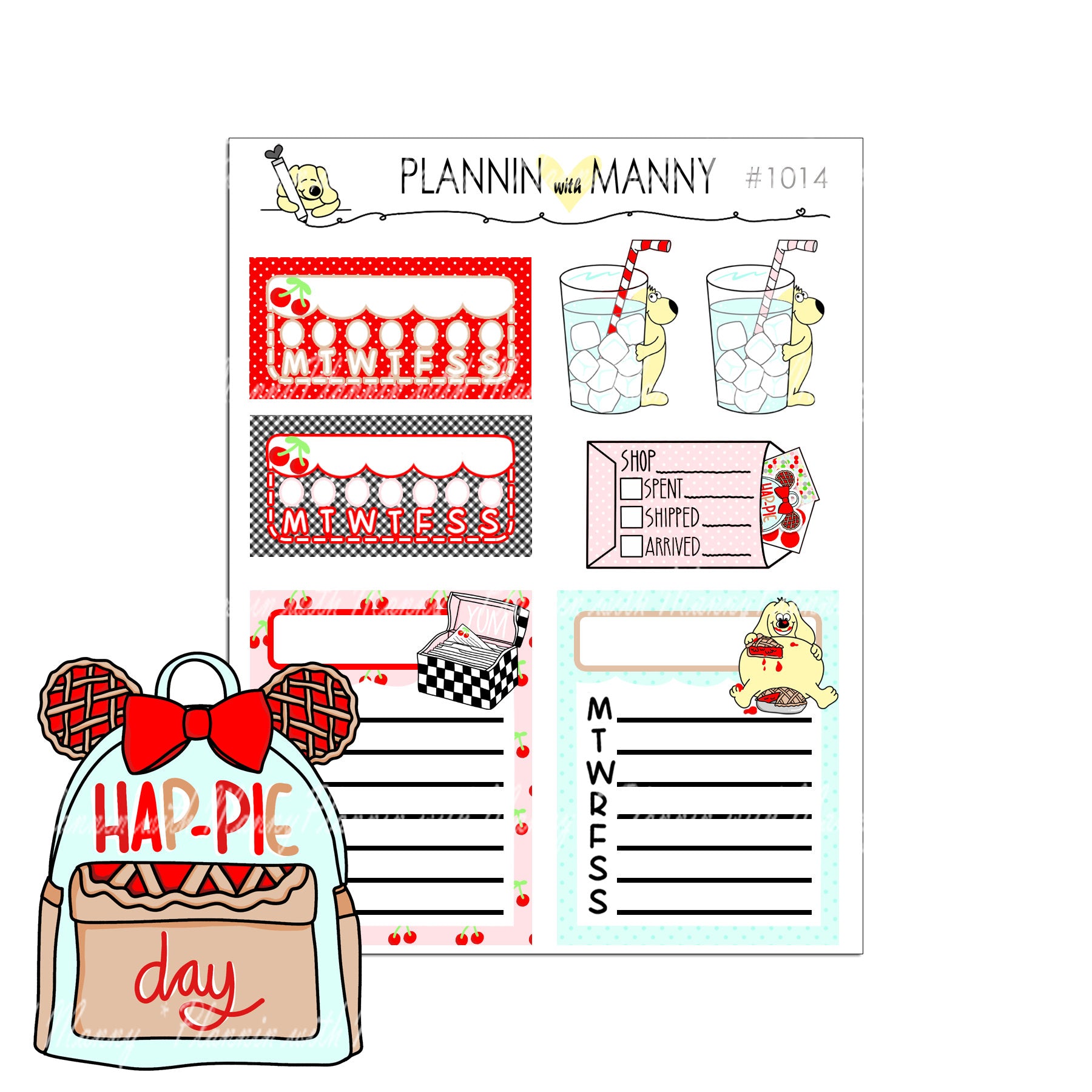 1014 CHERRY TRACKER Planner Stickers- I Love Pie Collection
