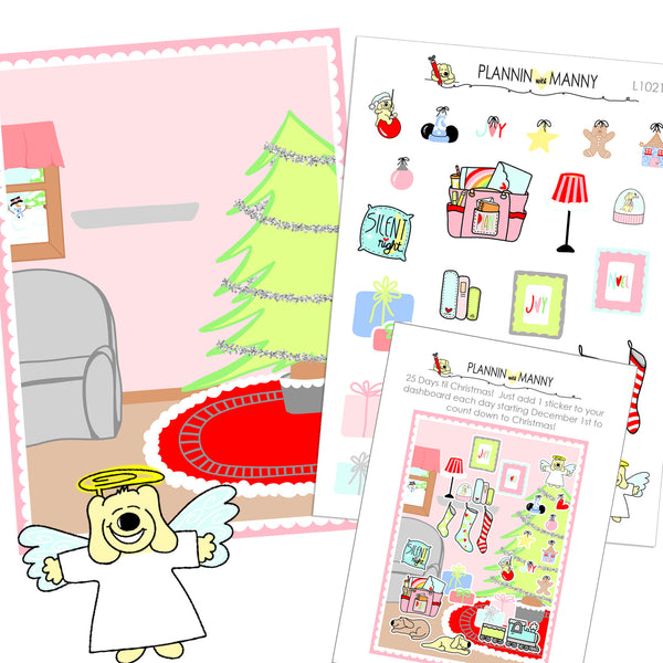 L1021 Countdown 25 Days Til Christmas Stickers & Dashboard