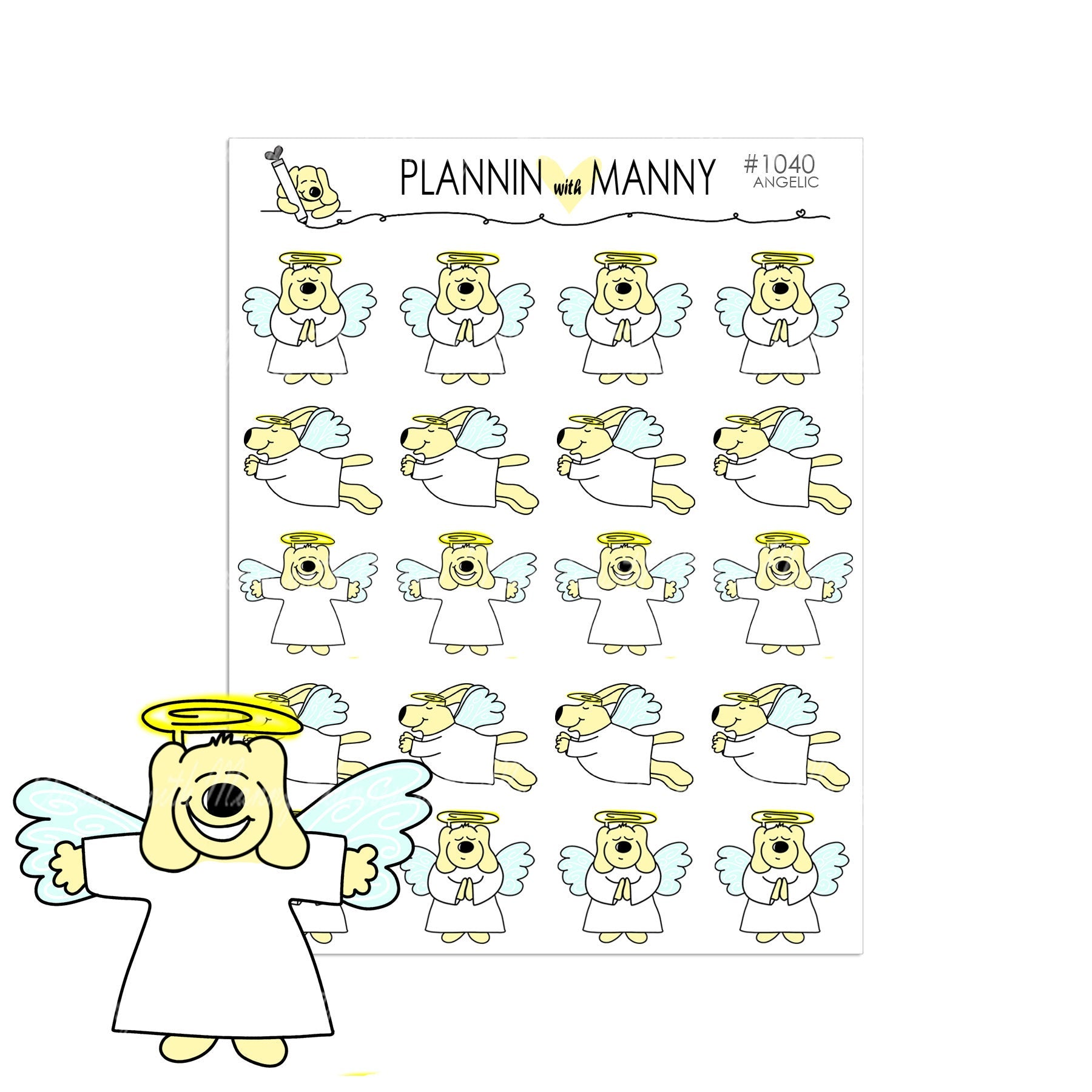 1040 ANGEL MANNY Planner Stickers - Pearly Gates Collection