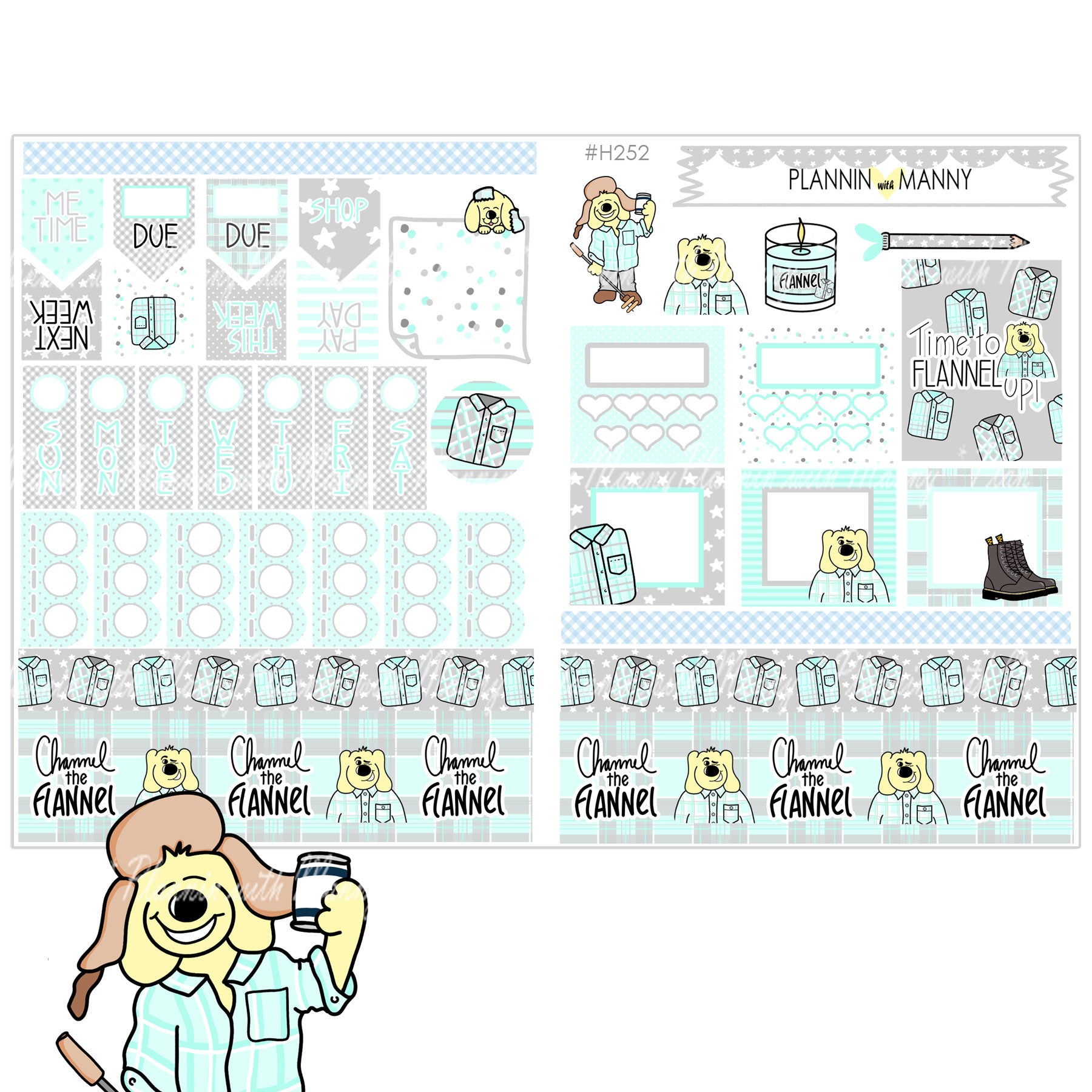 H252 HOBONICHI Weekly Planner Stickers - Flannel Up Collection