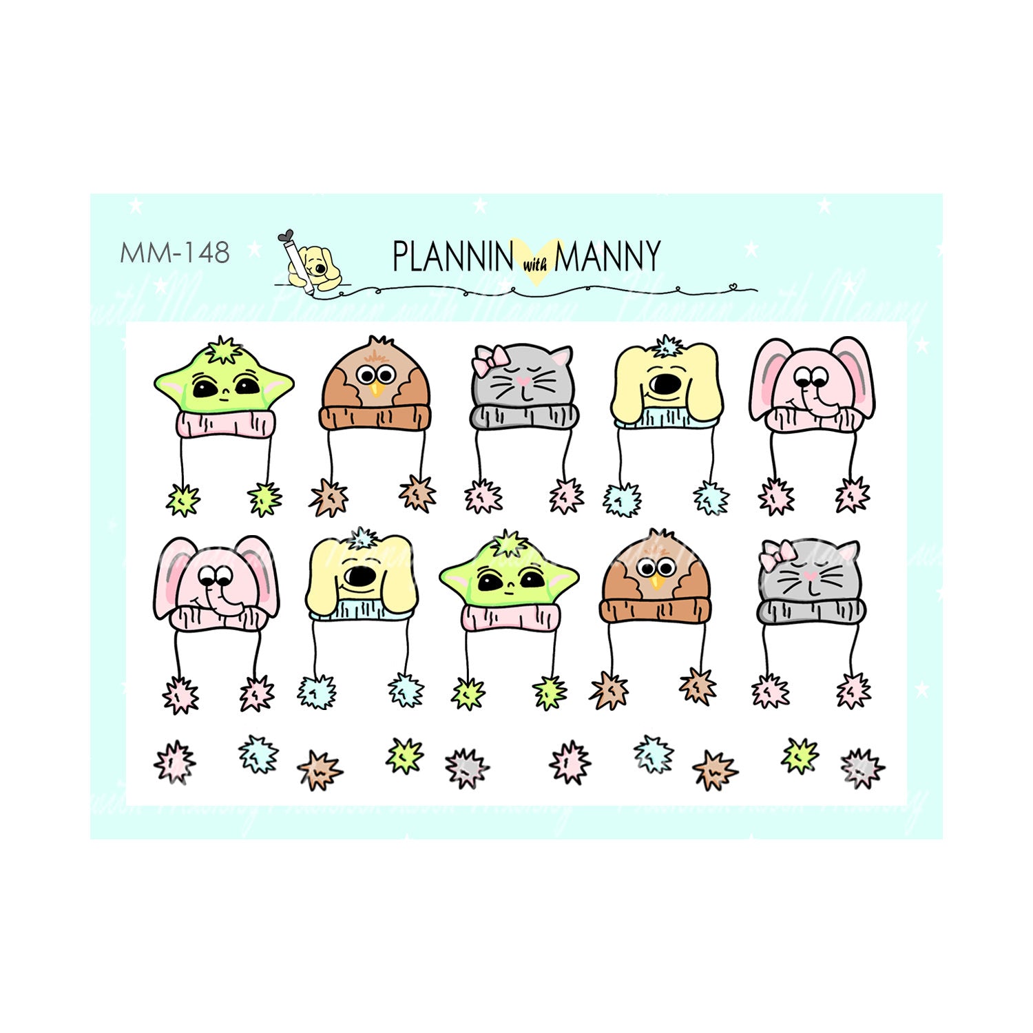 MM148 MICRO Snowmie Hat Planner Stickers- Rollin with My Snowmies Collection