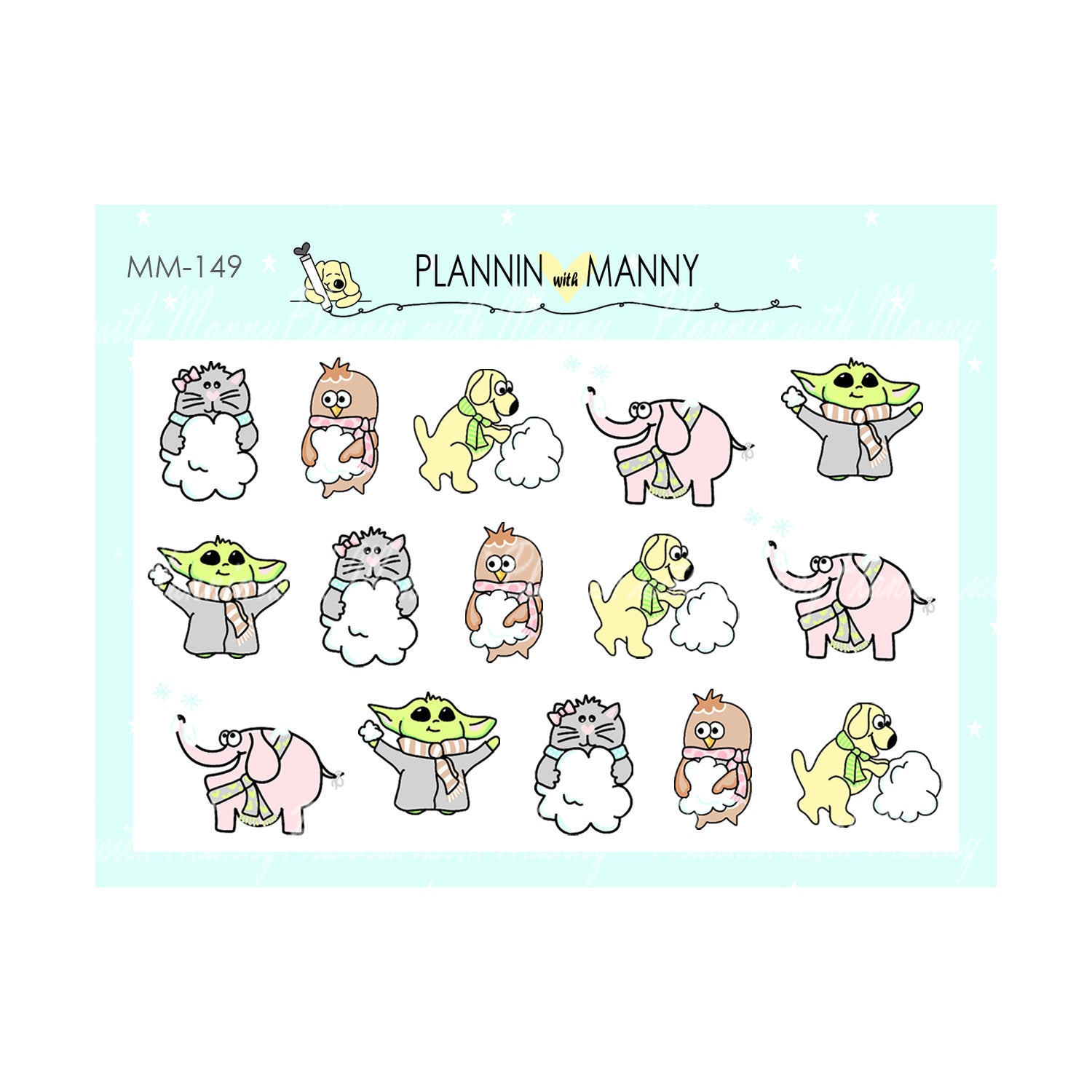 MM149 MICRO Snowmies Planner Stickers - Rollin with my Snowmies Collection