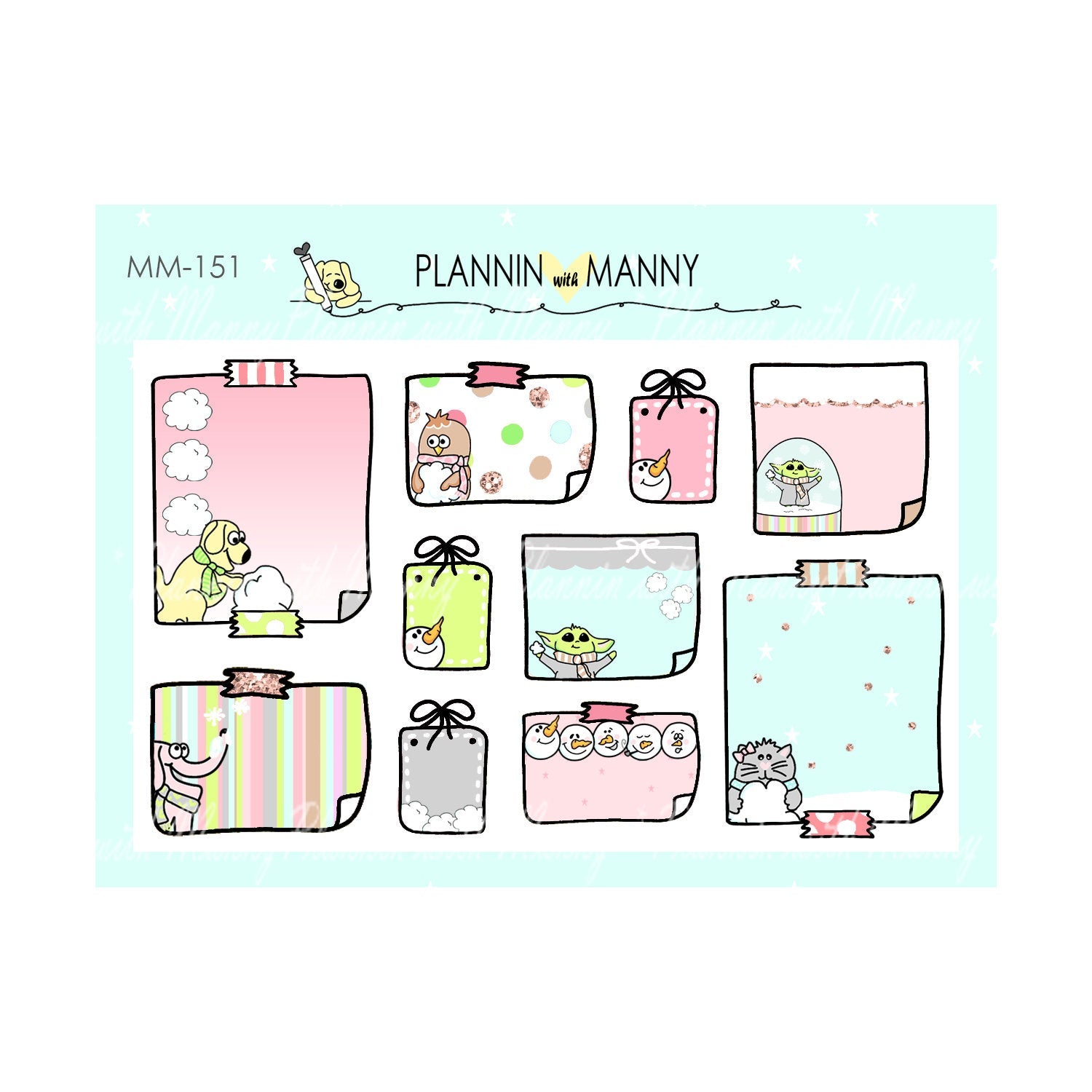 MM151 MICRO Snowmie Note Planner Stickers - Rollin with My Snowmies Collection