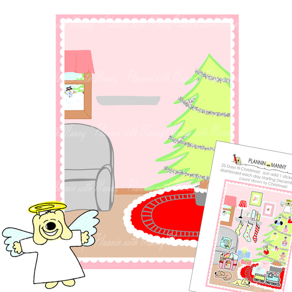 L1021 Countdown 25 Days Til Christmas Stickers & Dashboard