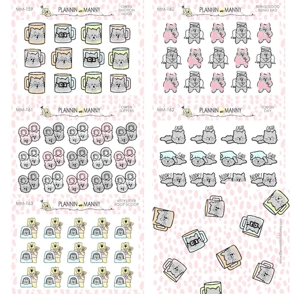 mm160,Being Good Being Bad, Cat Angel and Cat Devil Planner Stickers and Optional Owen Premier Micro Sticker Set and Diecuts