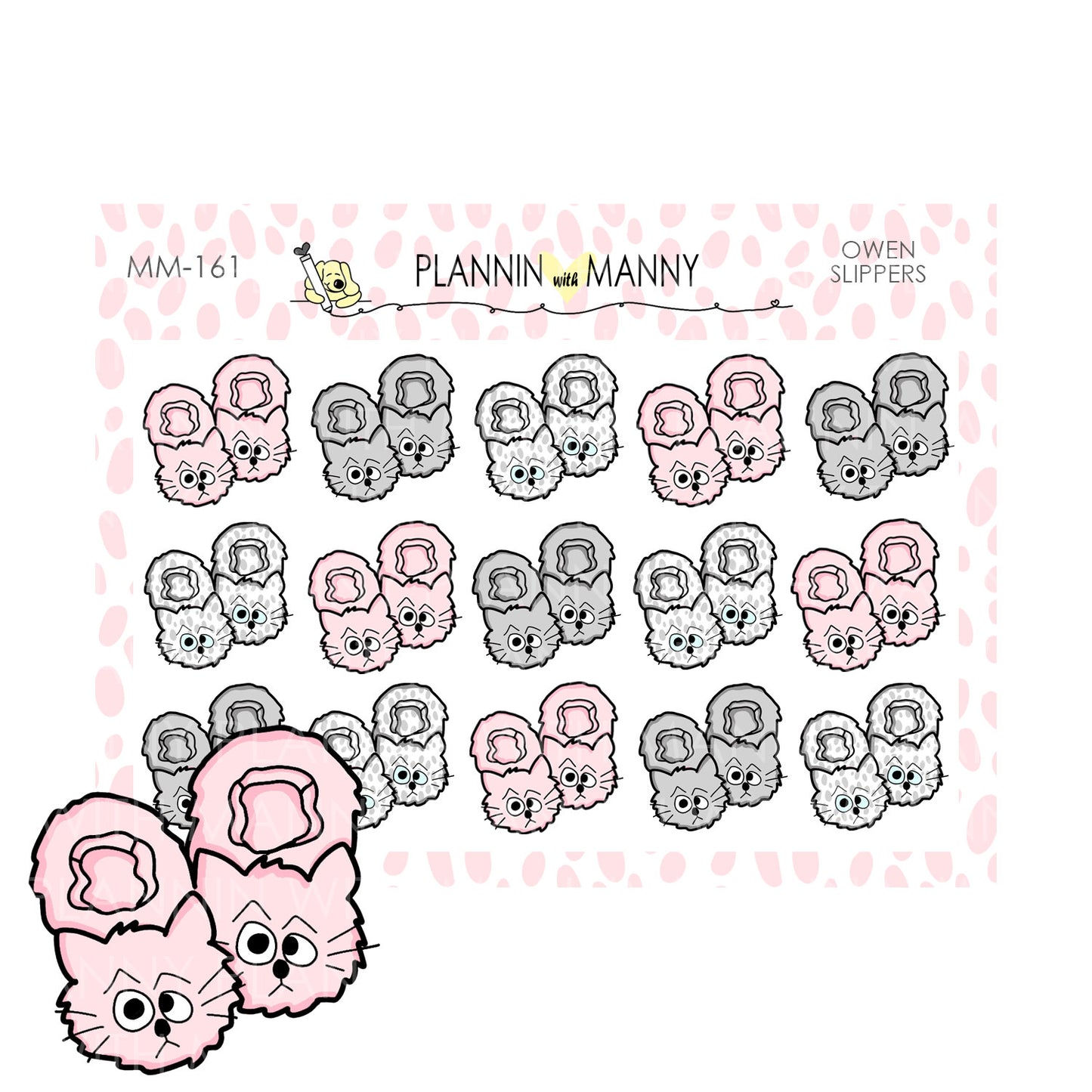 mm161, MICRO Owen Cat Slipper Planner Stickers