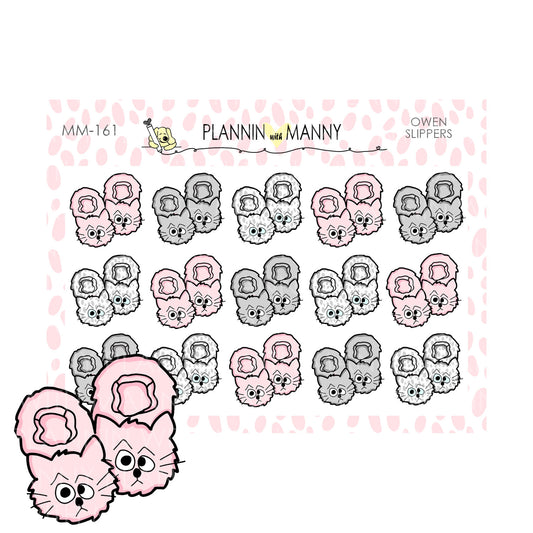 mm161, MICRO Owen Cat Slipper Planner Stickers