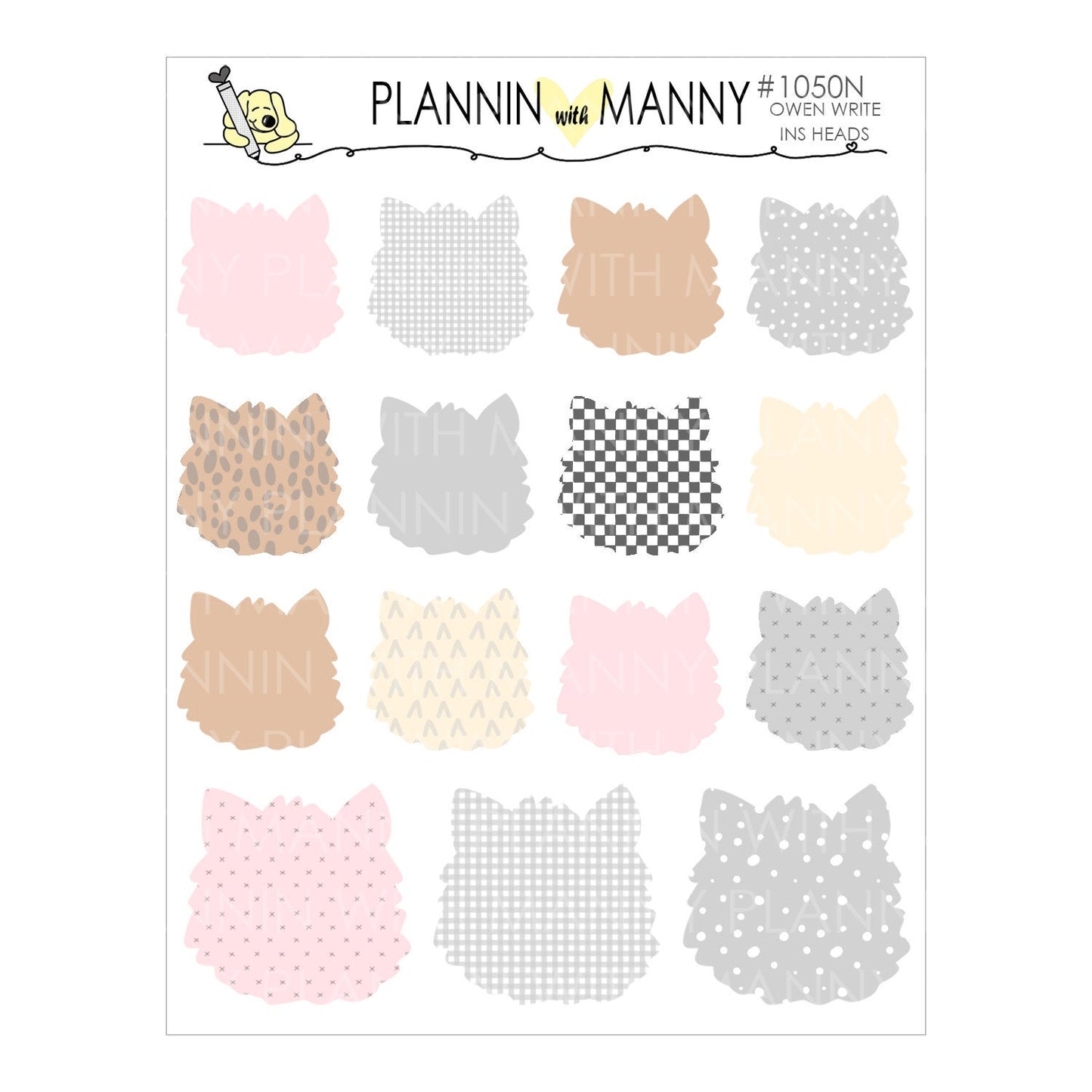 1050 WRITE IN OWEN HEAD Planner Stickers -Manny Basics