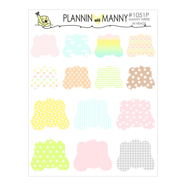1051 WRITE IN MANNY HEAD Planner Stickers - Manny Basics