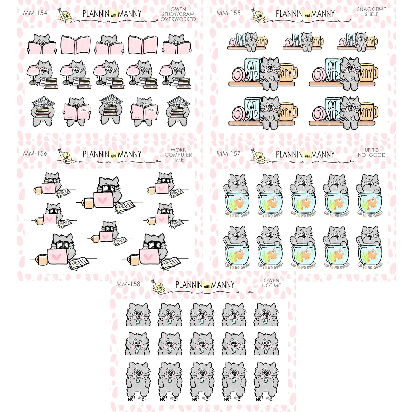 mm160,Being Good Being Bad, Cat Angel and Cat Devil Planner Stickers and Optional Owen Premier Micro Sticker Set and Diecuts