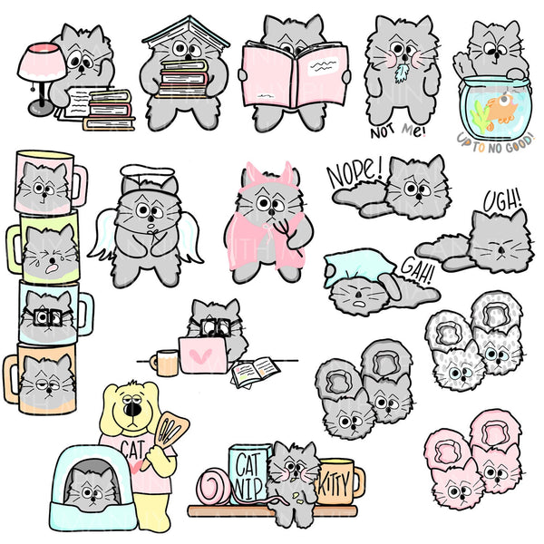 mm160,Being Good Being Bad, Cat Angel and Cat Devil Planner Stickers and Optional Owen Premier Micro Sticker Set and Diecuts