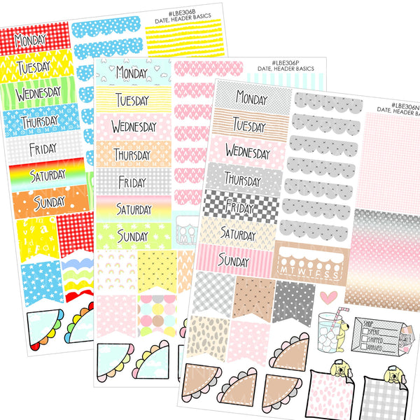 LBE306 MANNY BASICS Dates and Header Assorted Sheet