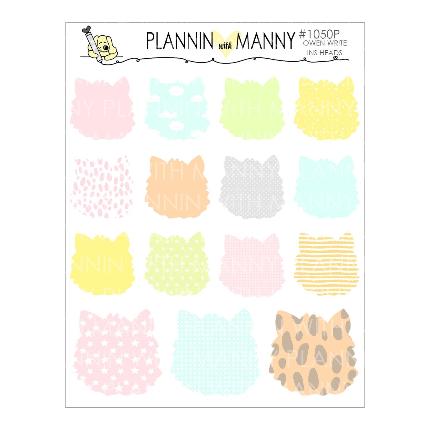 1050 WRITE IN OWEN HEAD Planner Stickers -Manny Basics