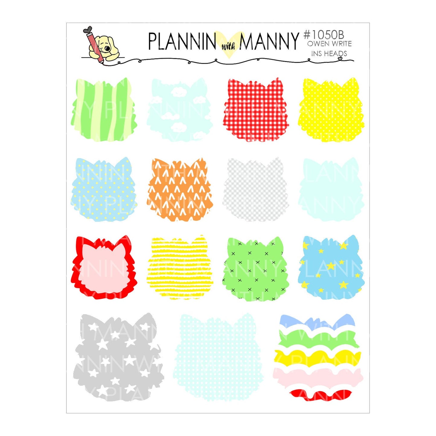 1050 WRITE IN OWEN HEAD Planner Stickers -Manny Basics