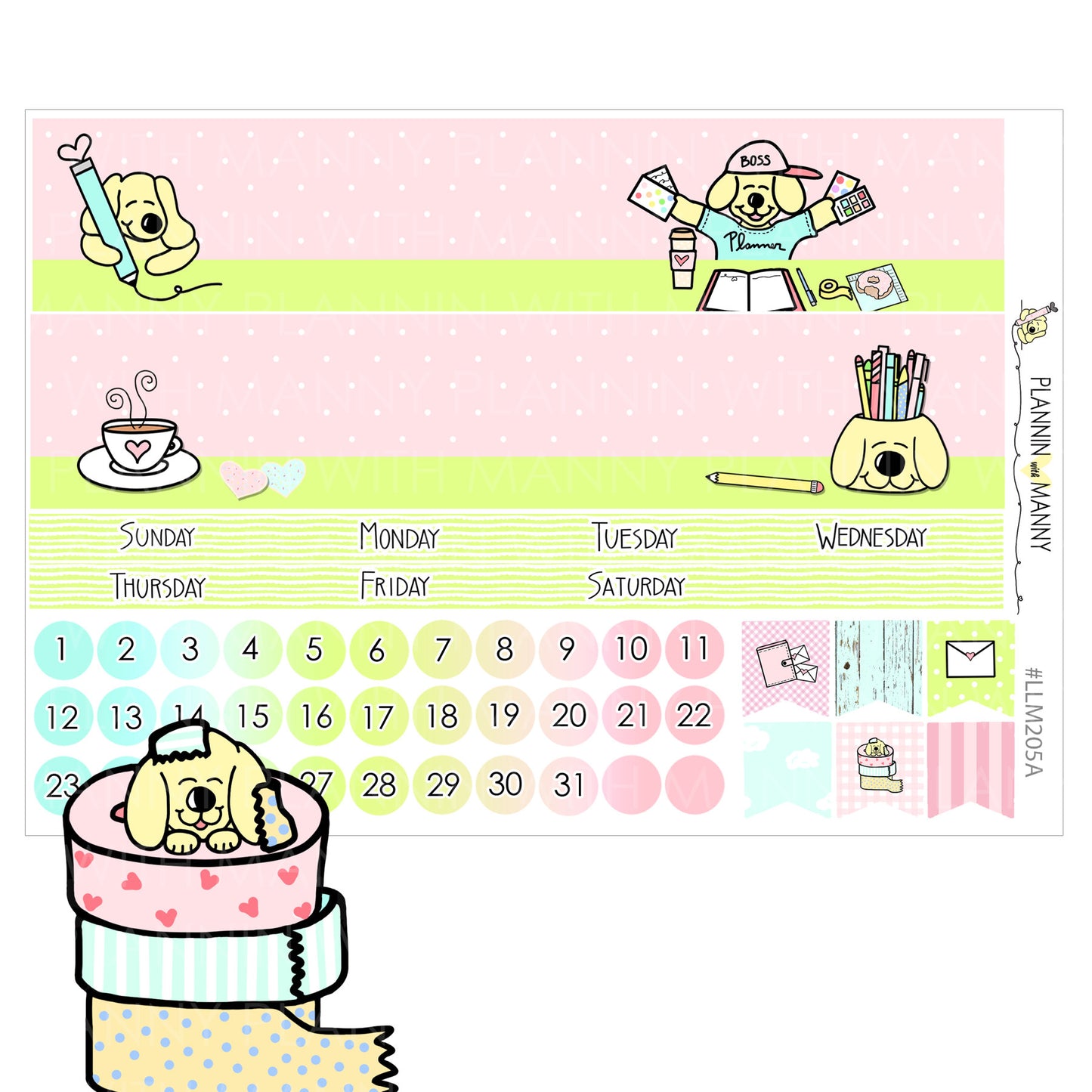 LLM205 MONTHLY PLANNER STICKERS - Plannin Manny Collection