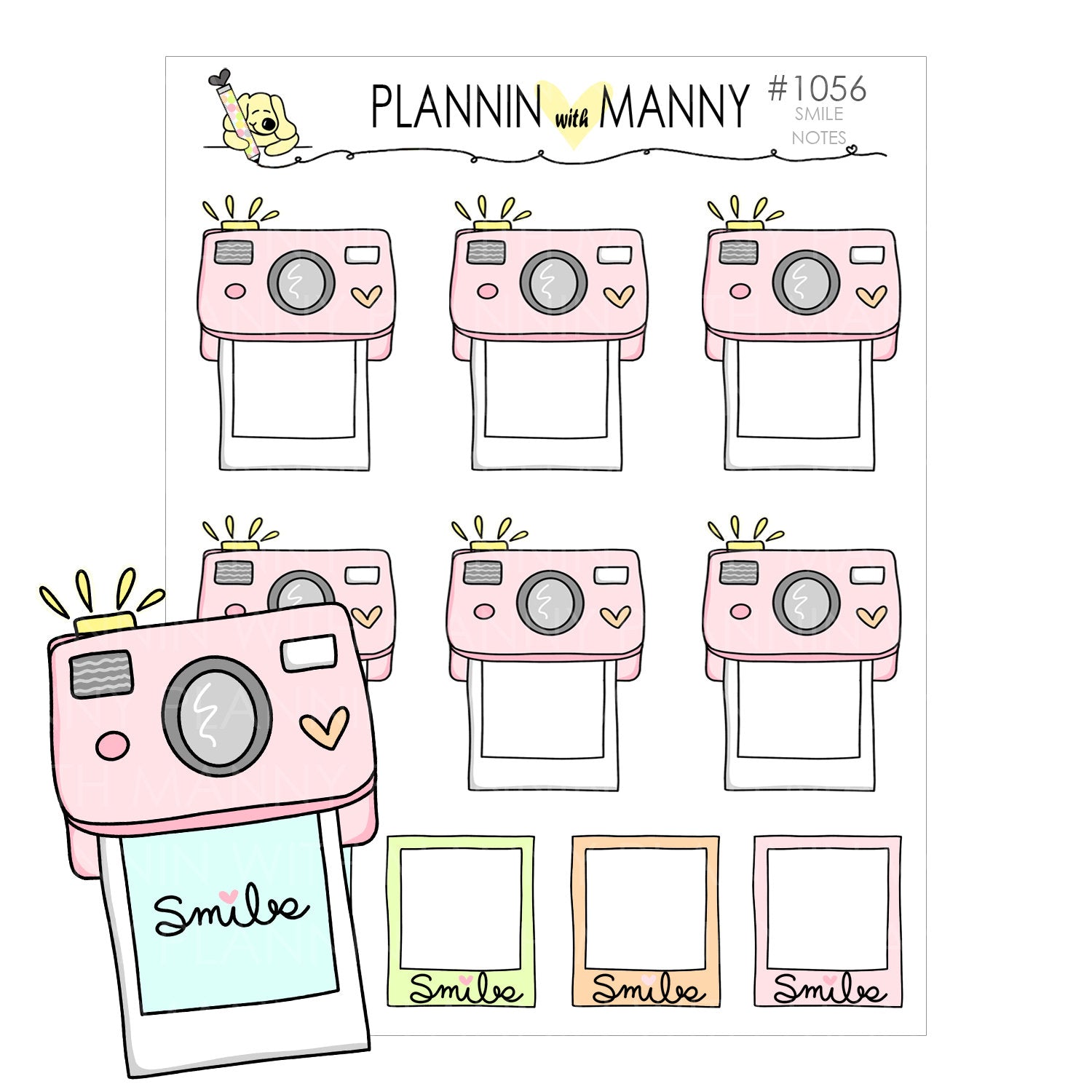 1056 POLEROID SMILE NOTE Planner Stickers