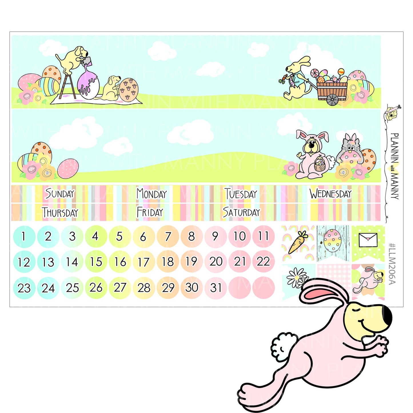 LLM206 MONTHLY PLANNER STICKERS - Hoppy Easter Collection