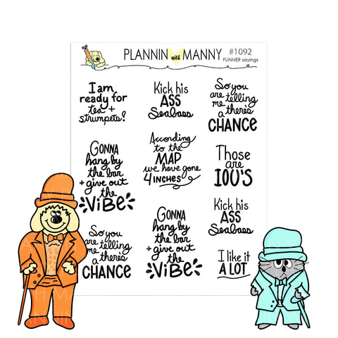 1092 Dumber Saying Planner Stickers - Fun and Funner Collection
