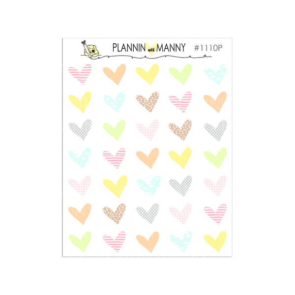 1110 Mini Manny Heart Planner Stickers - Manny Basics